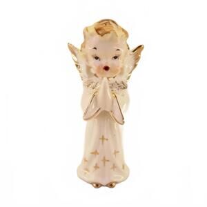 1950s Artmark Praying Angel Figurine Gold Starbursts Mid-Century Christmas